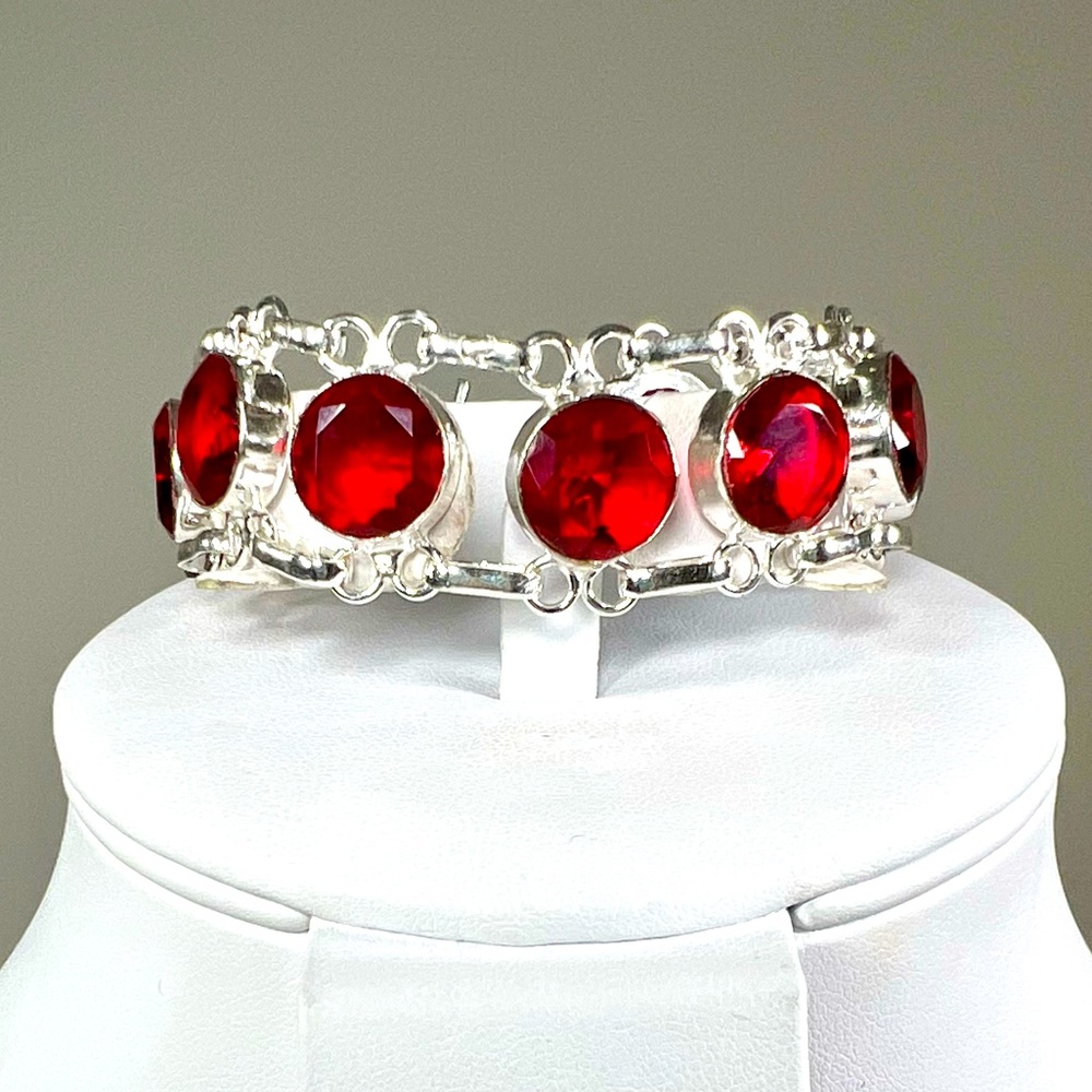 Garnet 925  Synthetic Gemstone Bracelet